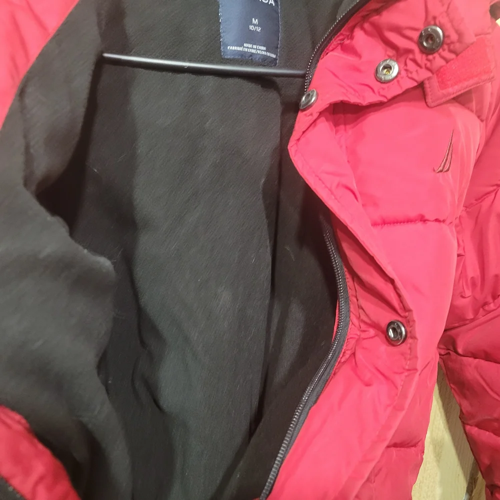 Nautica Youth Boys Puffer Down Jacket Burgundy Water Resistant Size 10-12 - Picture 8 of 9